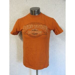 Mens Harley‎ Davidson T Shirt Size M Orange Silverton Colorado Cotton Tee